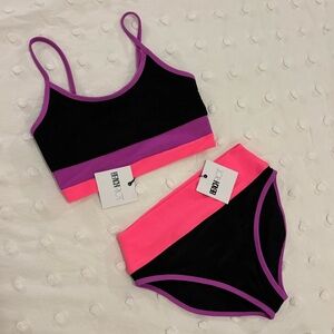 Beach Riot Vivid Violet Colorblock | Eva Top Emmy Bottom Bikini Set
